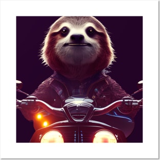 Biker Sloth Posters and Art